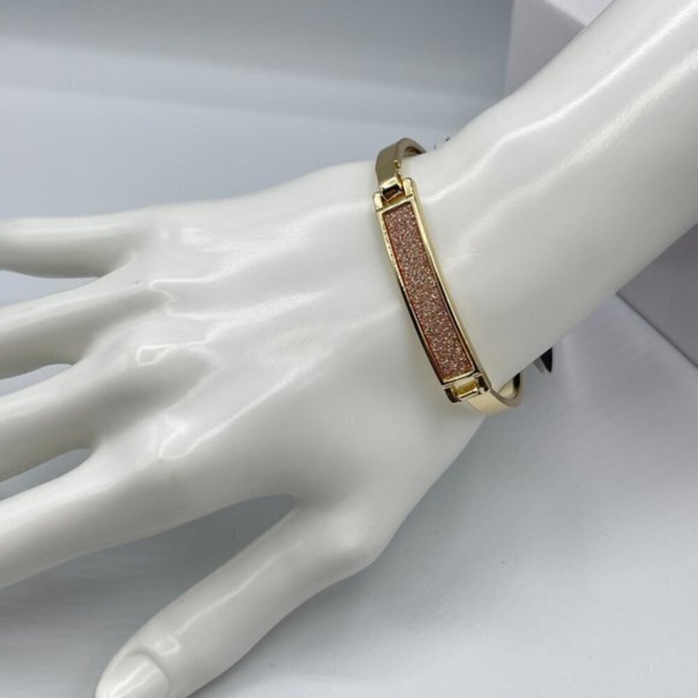 g by Gennaro Gold Tension Glitter ID Bangle Bracelet